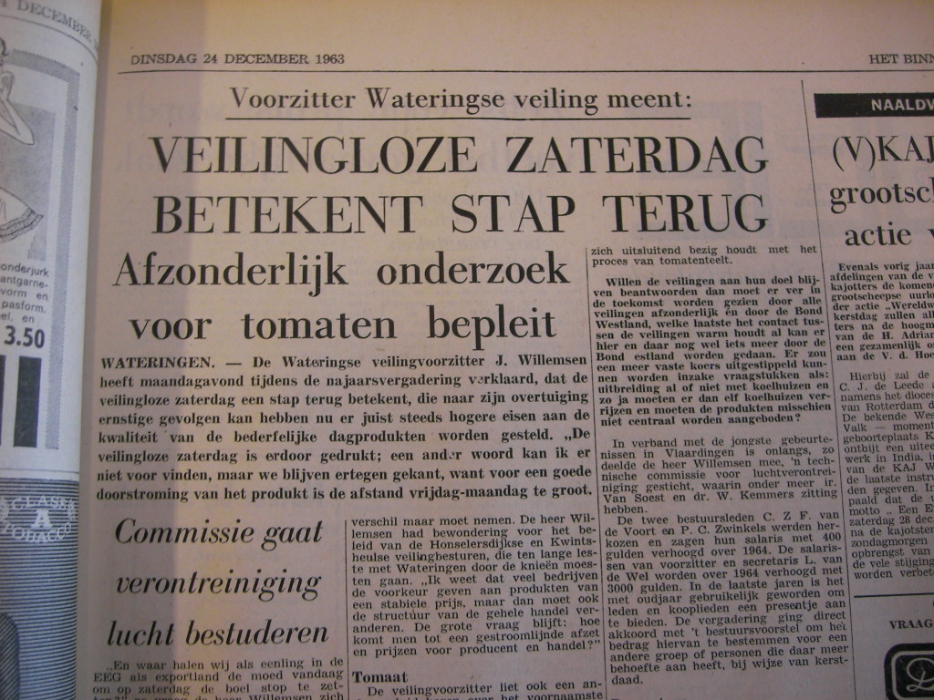 Dit lazen de lezers van dagblad Het Binnenhof daags voor Kerstmis 1963 in hun Westlandse editie