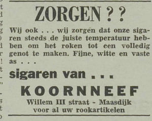 Advertentie van Koornneef geplaatst bij de berichtgevind in De Westlander 